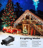 LITOHOM Icicle Outdoor Christmas Lights 460 LEDs 17.5M Cool White Waterproof